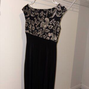 Black and silver evening gown